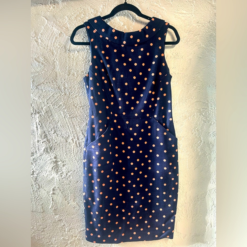 Boden blue and pink knit vintage style Jackie O dress with cool collar